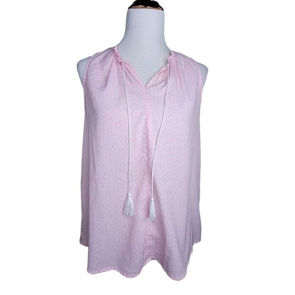 Gap Tassel Sleeveless Circle Block Print Blouse Pink Size Small - Picture 1 of 10
